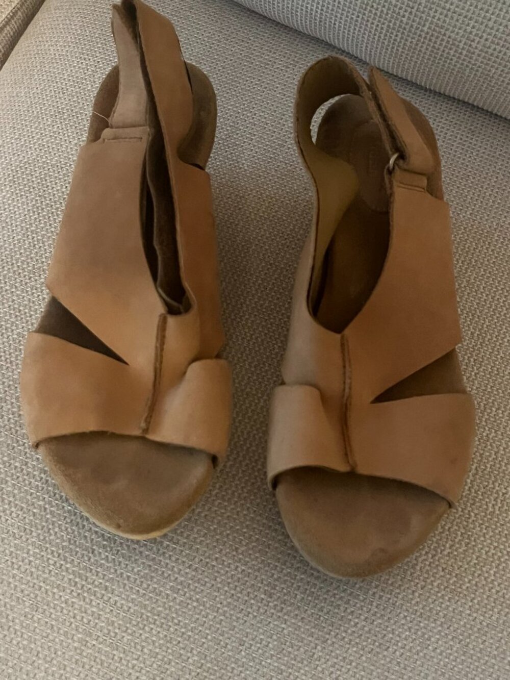 Clarks Artisan leather wedge sandals, size 8
